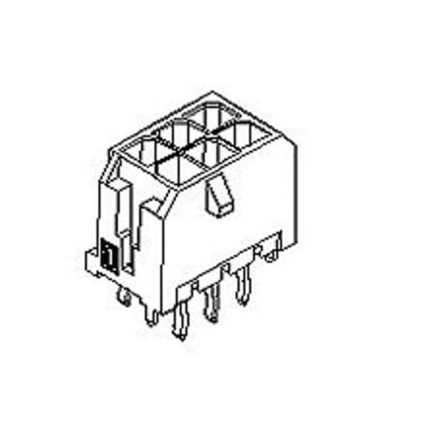 Molex Board Connector, 6 Contact(S), 2 Row(S), Male, Straight, Solder Terminal, Locking, Black Insulator,  440670601